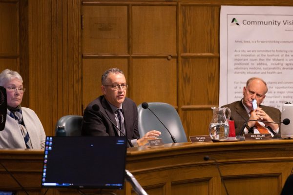 Ames City Council Member Tim Gartin speaks during City Council Meeting, Nov. 28, 2023.