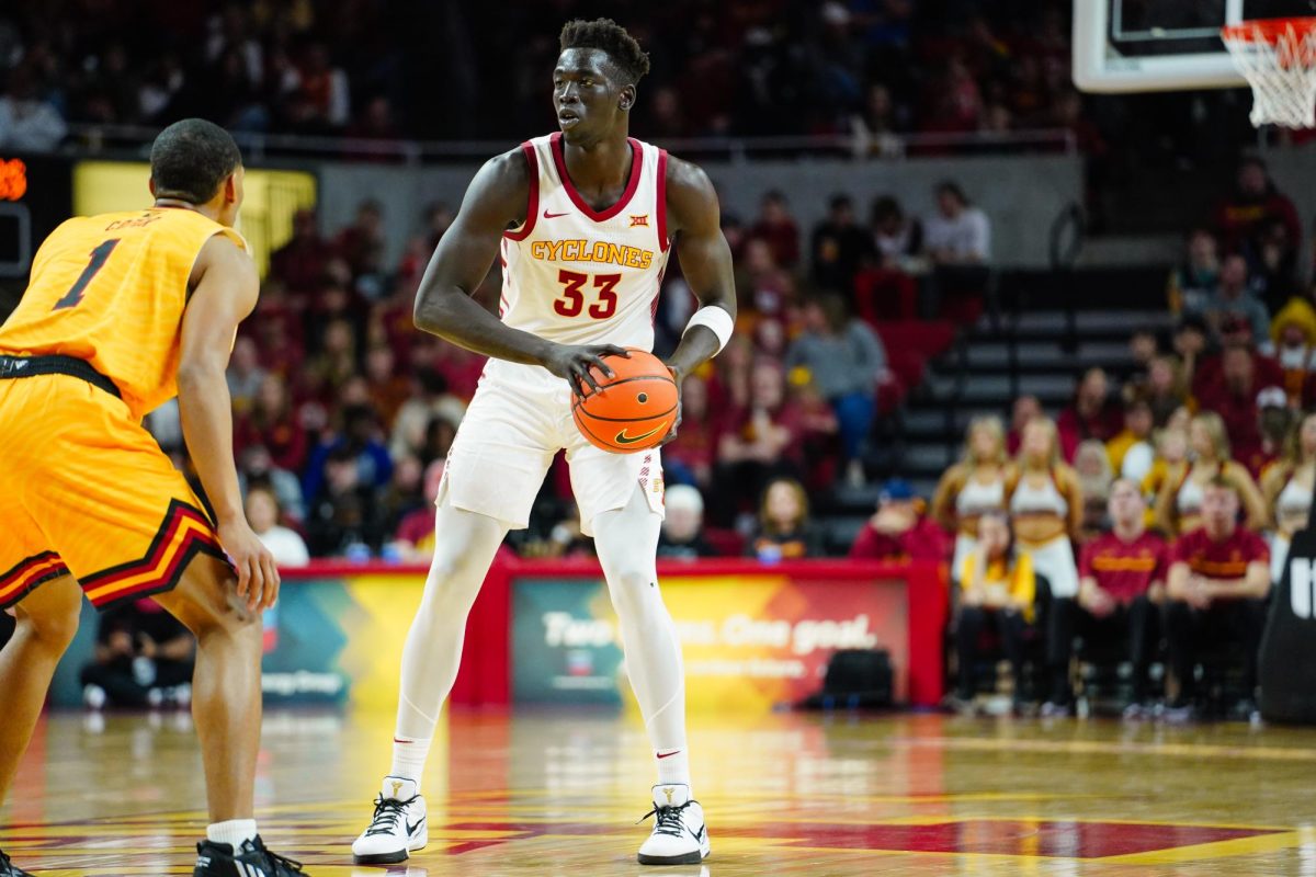 Freshman forward Omaha Biliew during the ISU vs. Grambling State men's basketball game, Hilton Coliseum, Nov. 19, 2023.