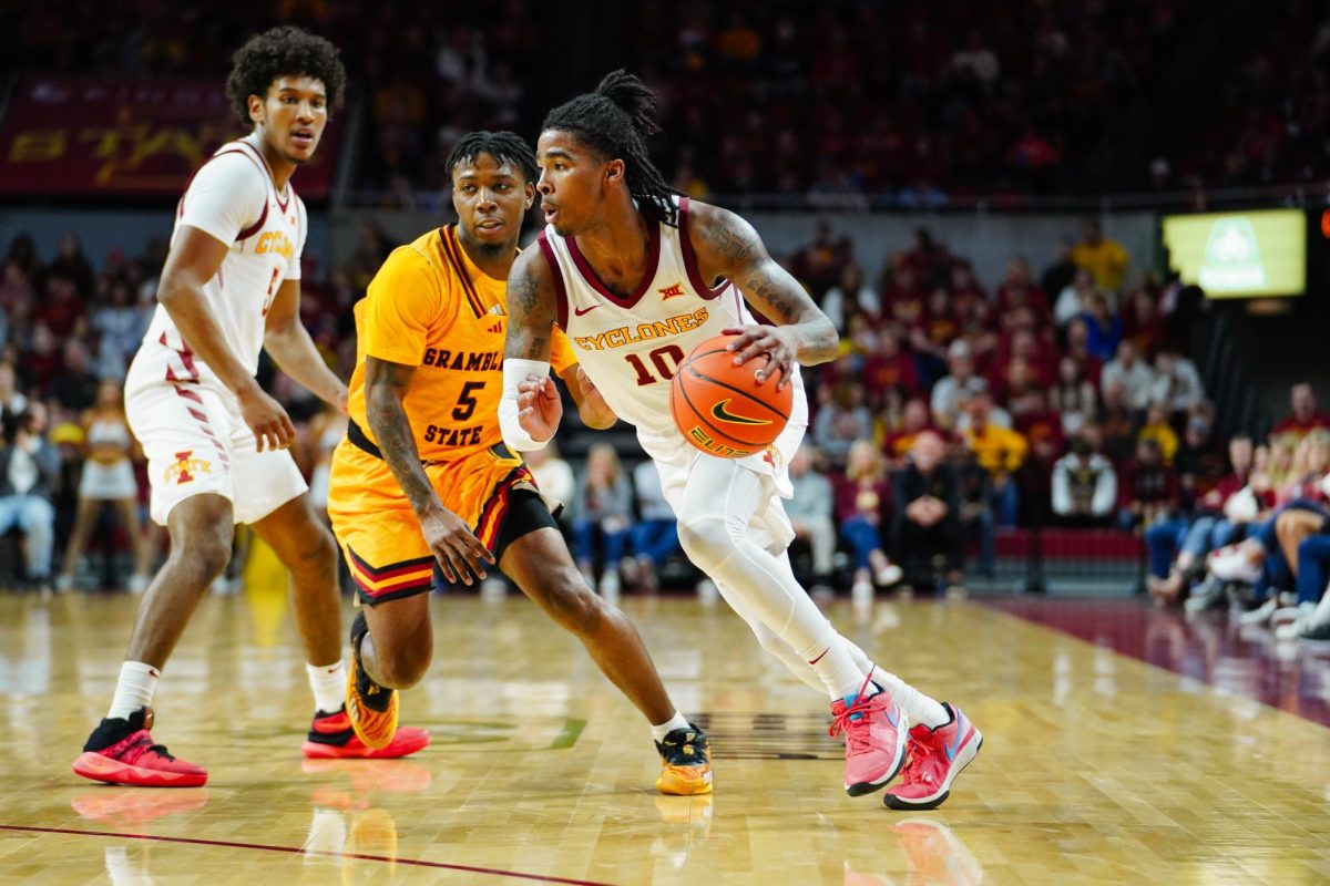 Keshon Gilbert during the ISU vs. Grambling State men's basketball game, Hilton Coliseum, Nov. 19, 2023.