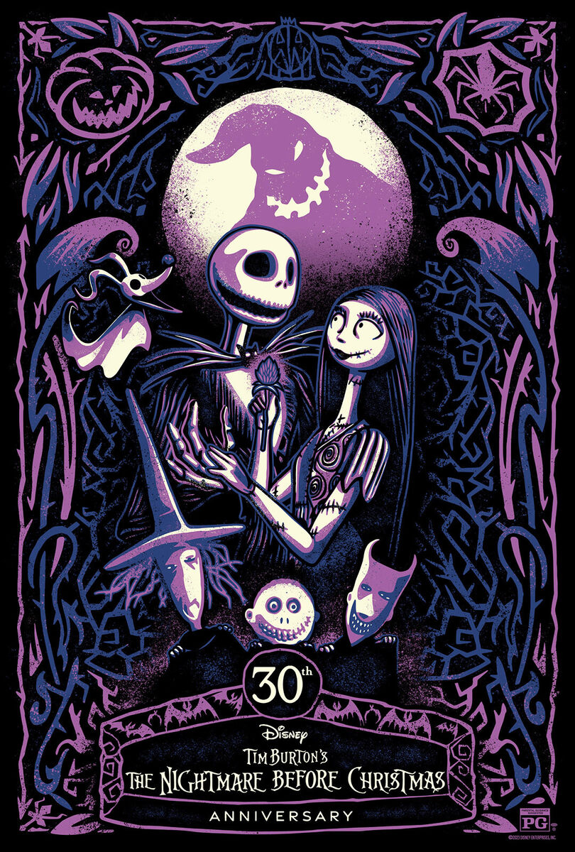 Poster art for The Nightmare Before Christmas 30 year anniversary.