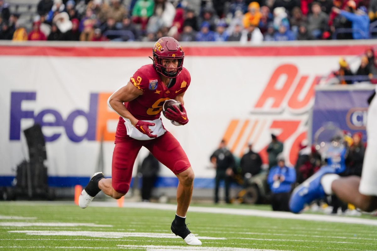 Jayden Higgins runs with the ball during the 2023 AutoZone Liberty Bowl, Simmons Bank Liberty Stadium, Dec. 29. 2023.