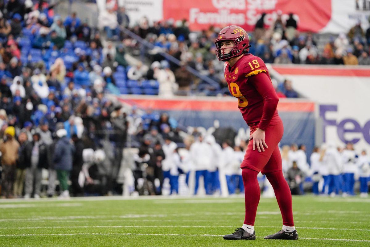 Chase Contreraz lines up for a kick during the second quarter of the 2023 AutoZone Liberty Bowl, Simmons Bank Liberty Stadium, Dec. 29. 2023.