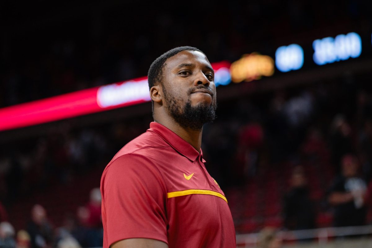 Graduate Assistant Lavonte Davis, post game of the Iowa State vs. Eastern Illinois University men's basketball game, Hilton Coliseum, Dec. 21, 2023.