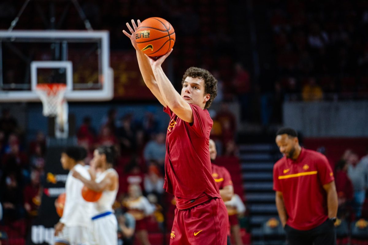 Cade Kelderman, pregame of the Iowa State vs. Eastern Illinois University men's basketball game, Hilton Coliseum, Dec. 21, 2023.