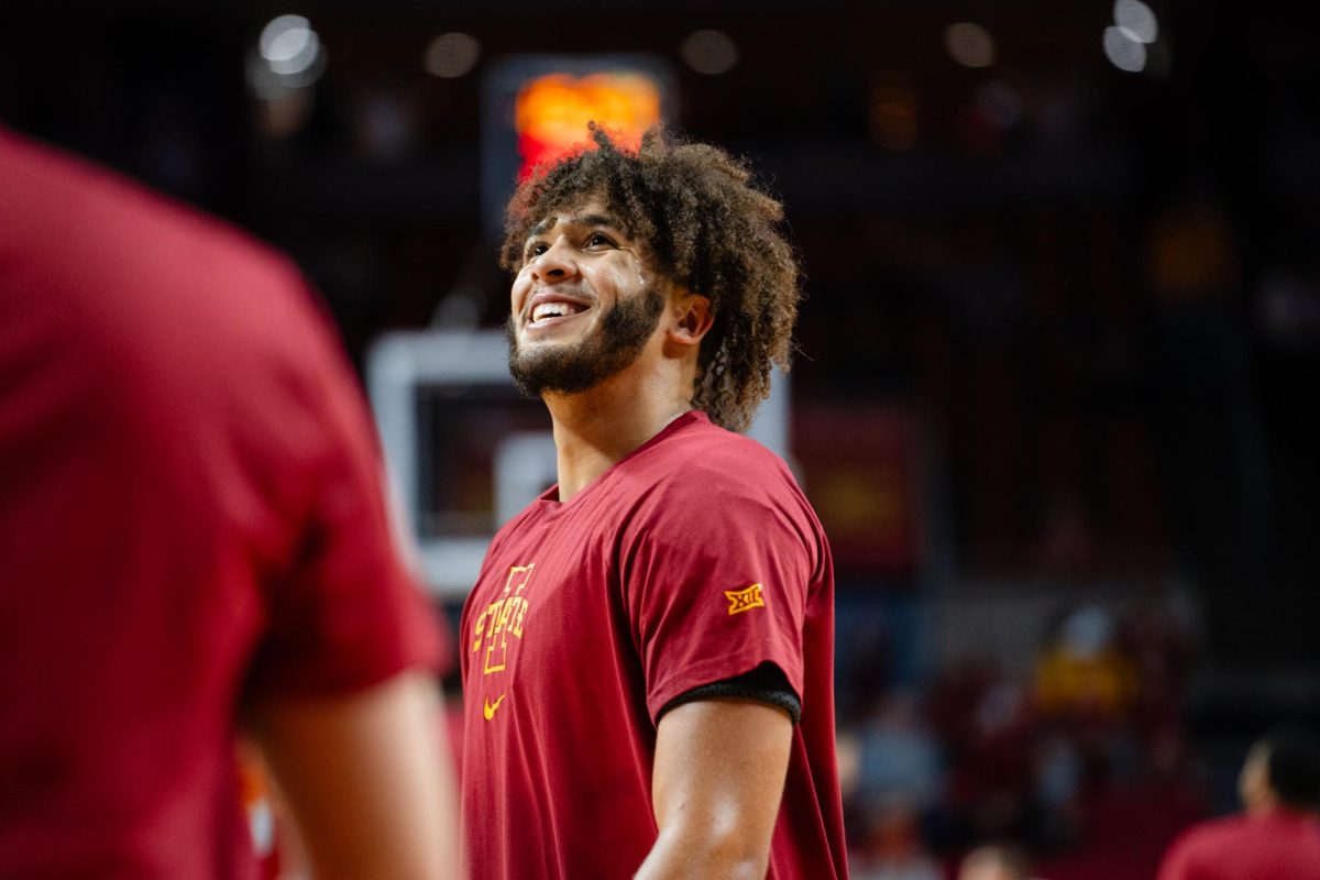 Kaden Fish, pregame of the Iowa State vs. Eastern Illinois University men's basketball game, Hilton Coliseum, Dec. 21, 2023.