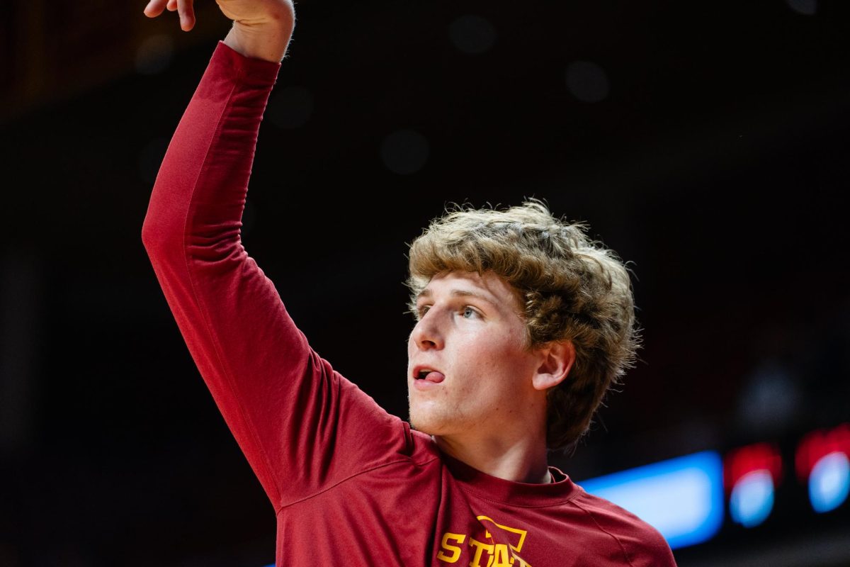 Jackson Paveletzke, pregame of the Iowa State vs. Eastern Illinois University men's basketball game, Hilton Coliseum, Dec. 21, 2023.