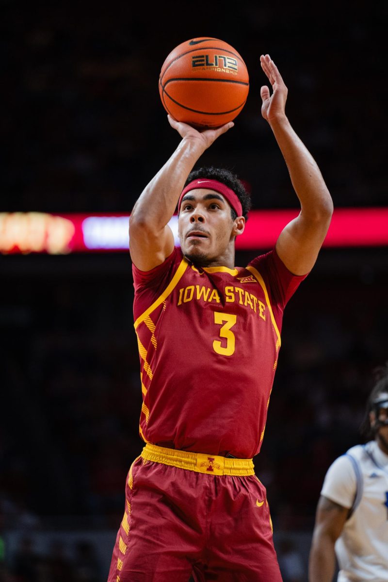 Tamin Lipsey shoots a free throw during the second half of the Iowa State vs. Eastern Illinois University men's basketball game, Hilton Coliseum, Dec. 21, 2023.