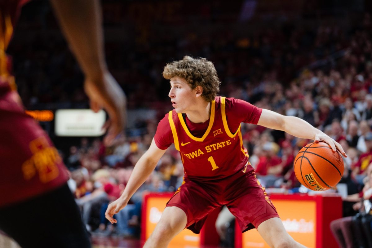 Sophomore guard Jackson Paveletzke, Iowa State vs. Eastern Illinois University men's basketball game, Hilton Coliseum, Dec. 21, 2023.