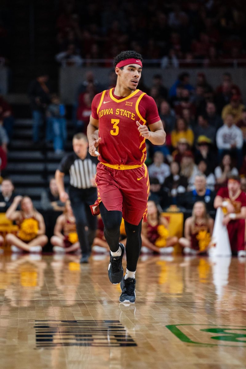 Tamin Lipsey runs down the court during the Iowa State vs. Eastern Illinois University men's basketball game, Hilton Coliseum, Dec. 21, 2023.