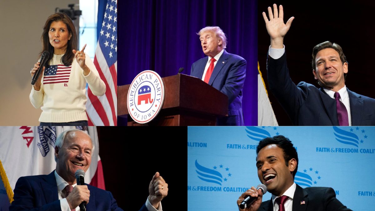 Photos of Nikki Haley, Donald Trump, Ron DeSantis, Asa Hutchinson and Vivek Ramaswamy on the 2024 campaign trail taken by Daniel Jacobi II, Tyler Coe and Cleo Westin.  
