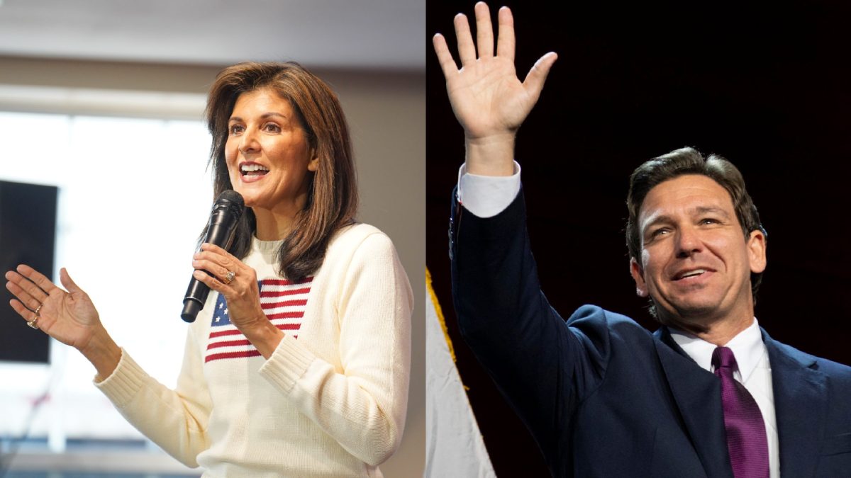 Photos of Nikki Haley and Ron DeSantis from the 2024 campaign trail taken by Tyler Coe and Daniel Jacobi II.