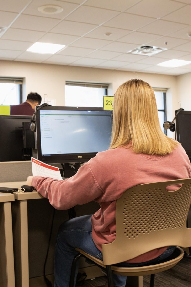 A student at the WORKDAY Mock Semester tries out WORKDAY at the Durham Testing Center on Feb. 1, 2024.