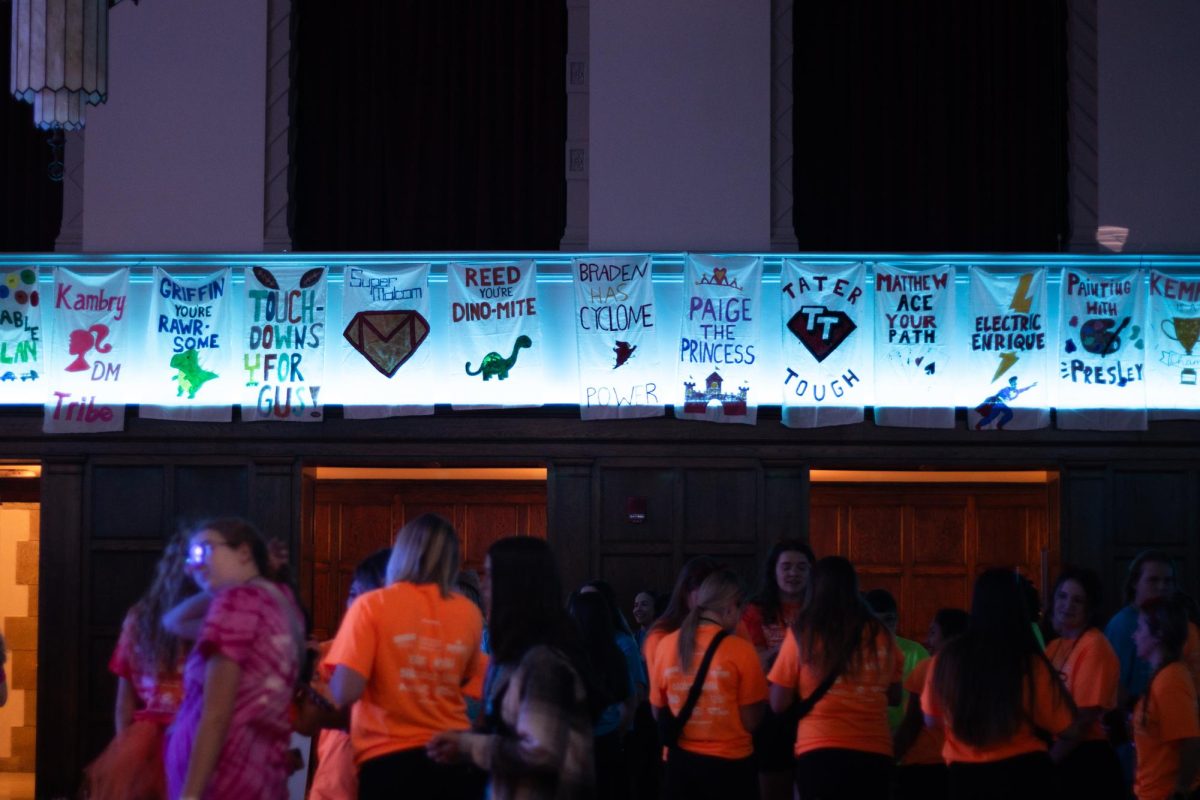 All of the kids banners hang at the Iowa State Dance Marathon at the MU on Feb. 10, 2024.
