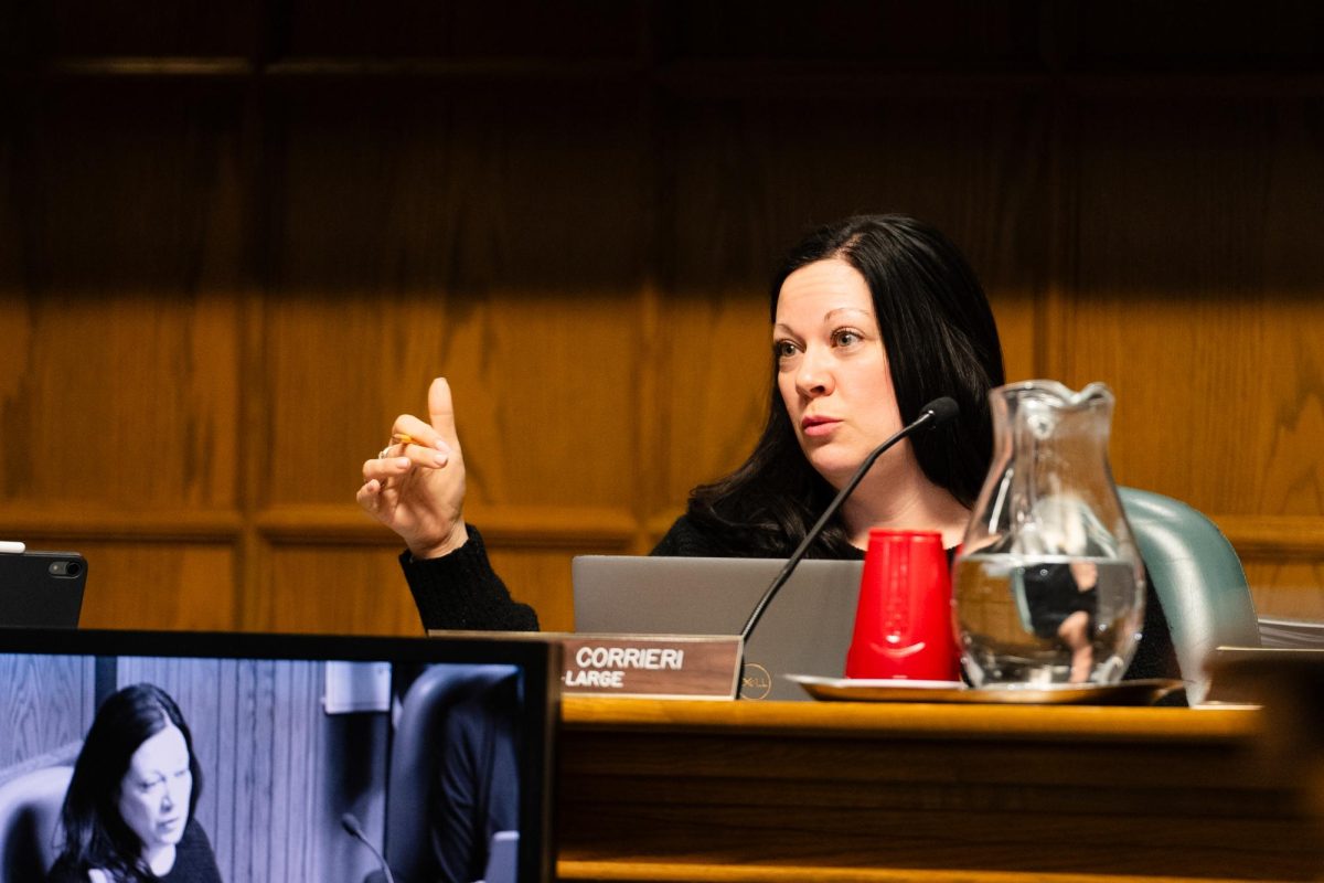 At-Large Rep. Amber Corrieri and the Ames City Council meeting at Ames City Hall on Feb. 27, 2024.