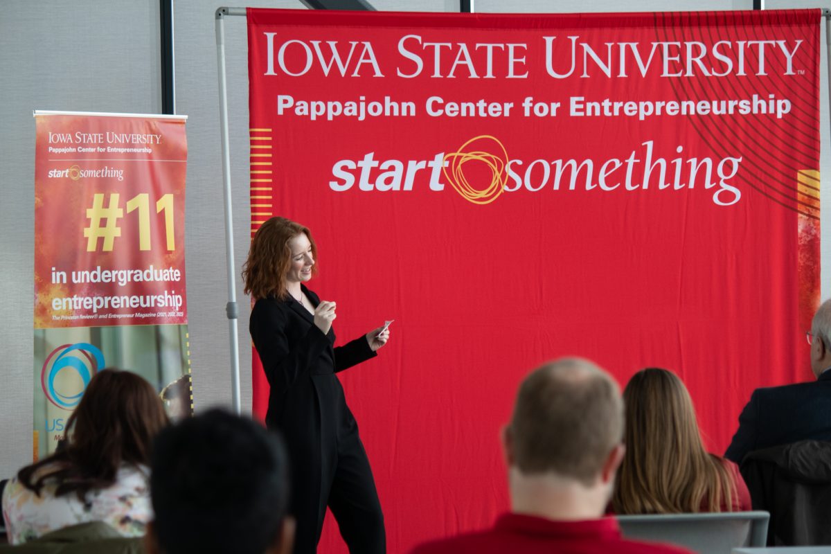 A student pitched an idea during the startup pitch competition finale on February 27, 2024. 