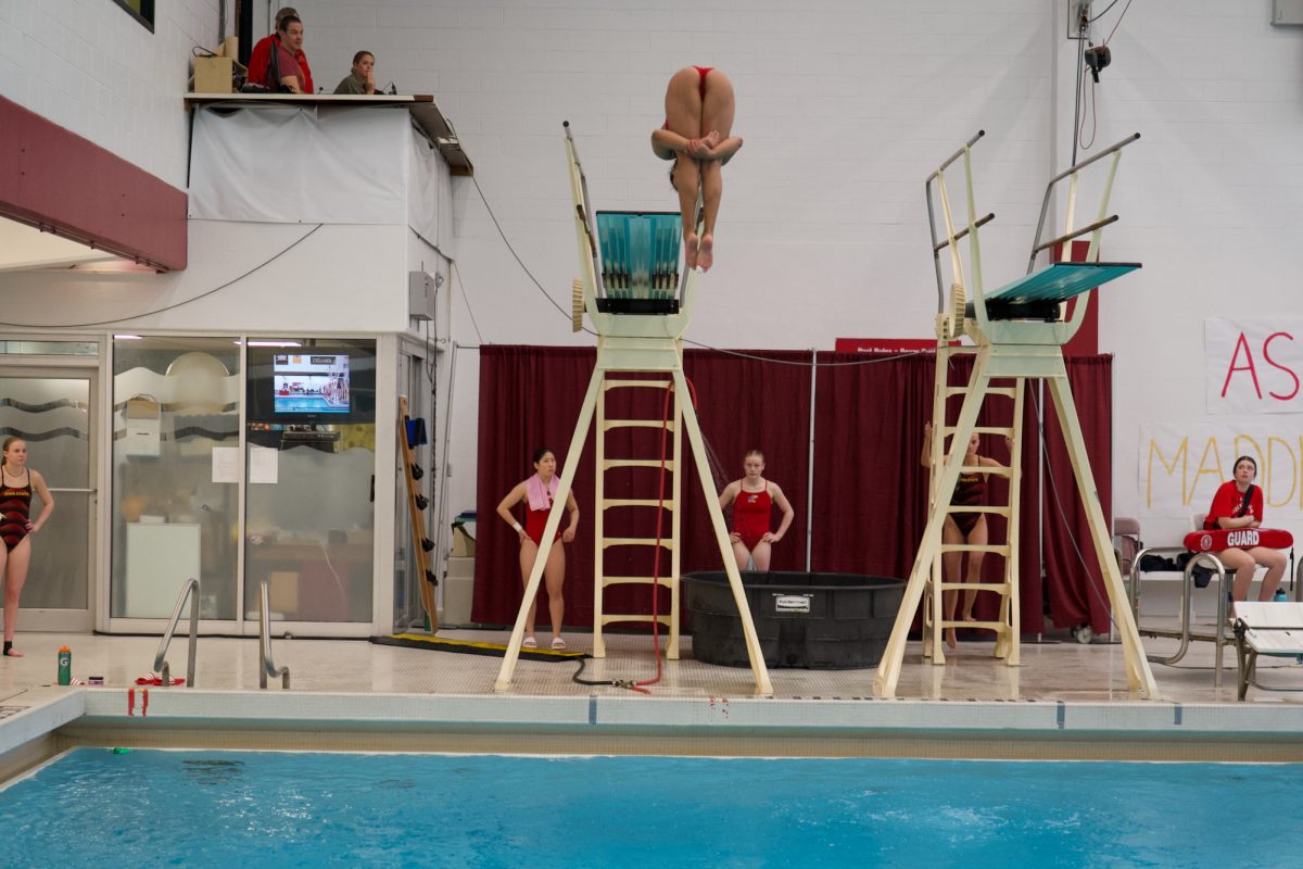 KU diving at Iowa State swim meet vs Kansas at Beyer Hall on Feb. 10, 2024.