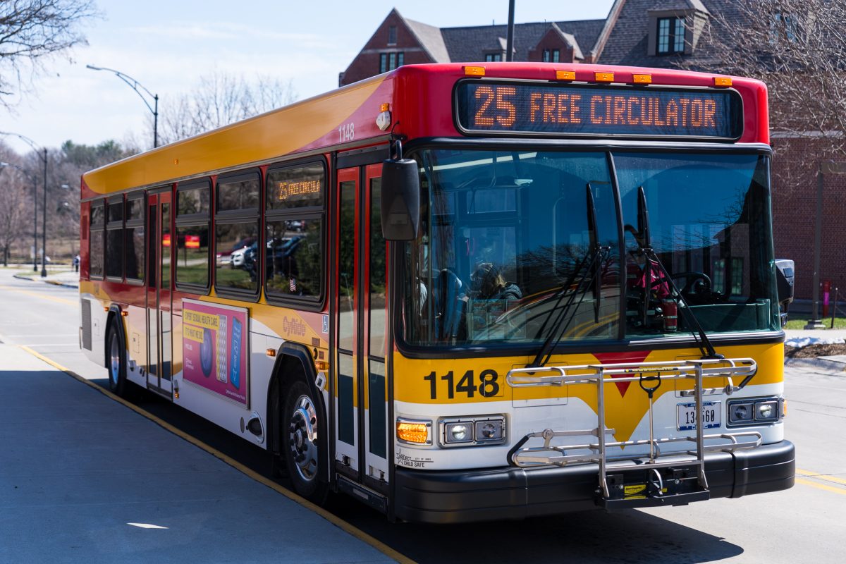 25 Gold North picking up passengers outside of the Student Services stop on March 28, 2024.