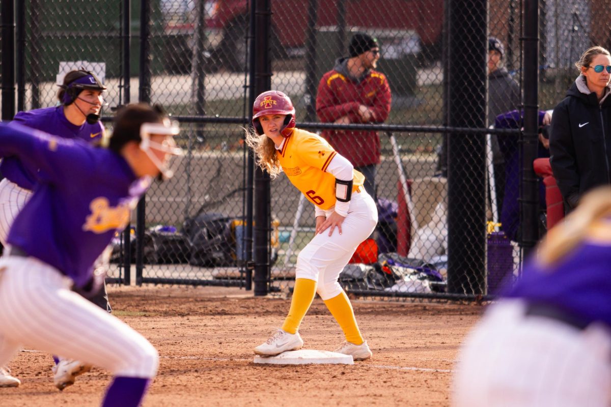 McKenna Andrews gets ready to run the bases during the Iowa State vs. UNI softball game at Cyclones Sports Complex, April 2, 2024.
