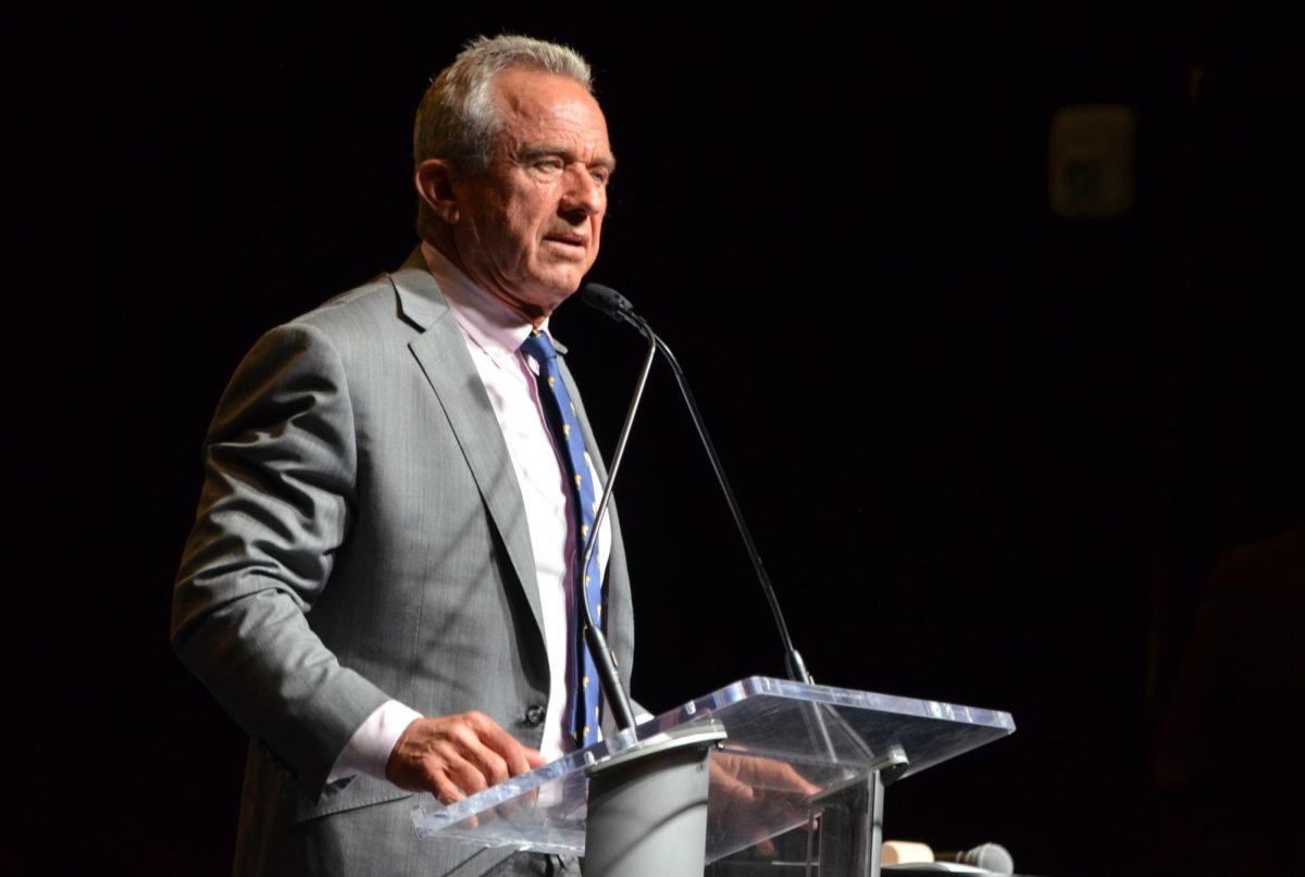 Robert F. Kennedy Jr. during his Iowa Assembly in the Val Air Ballroom on Saturday, April 13, 2024.