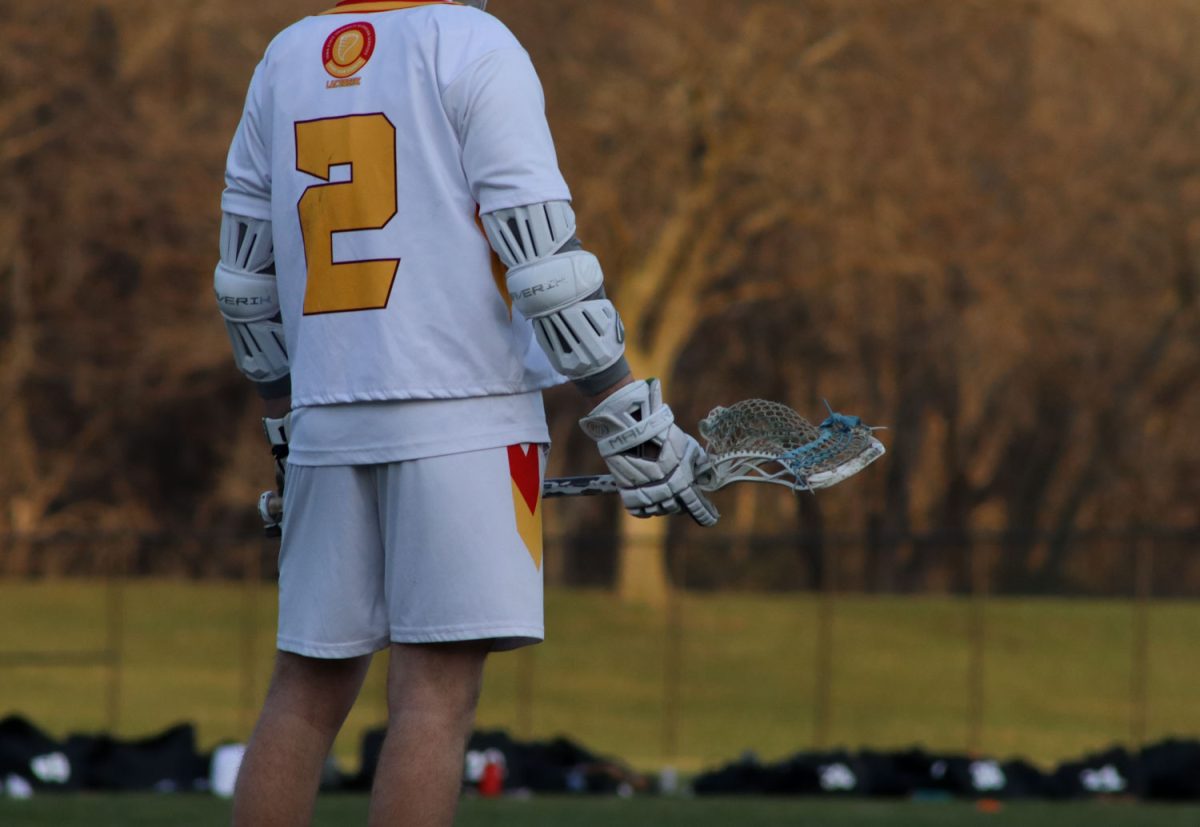 Gabe Lopez stands and waits for the ball to come on his side of the field at the Iowa State vs. Illinois lacrosse game, April 5, 2024, at the Lied Recreation Center. 