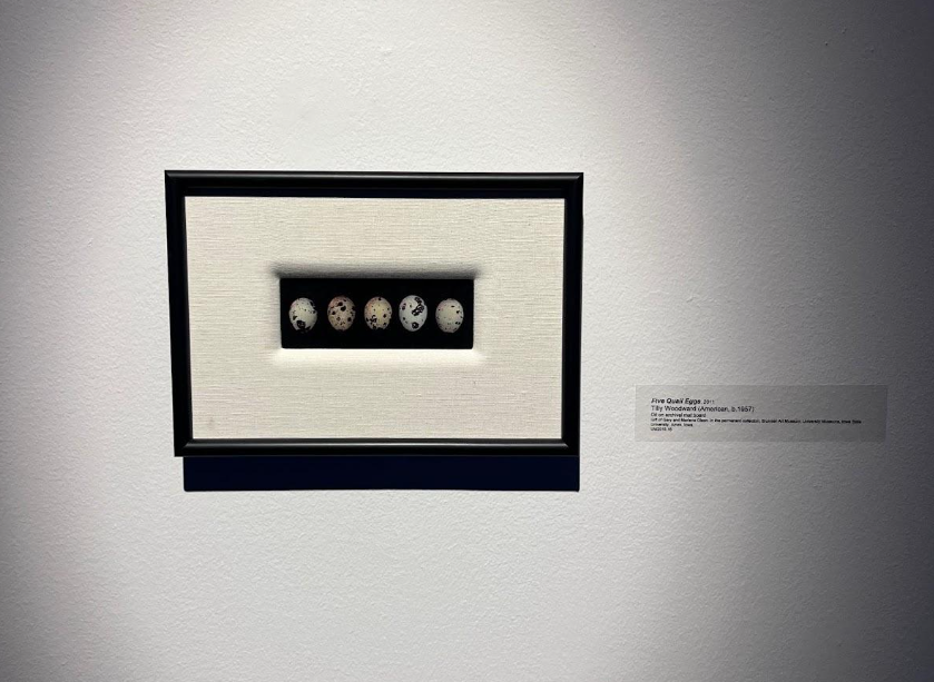 Woodward’s piece “Five Quail Eggs,” which can be found in the Brunnier Art Museum in Ames.