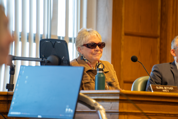 Ward 3 Representative Gloria Betcher meets for City Council at Ames City Hall on Apr. 9, 2024.