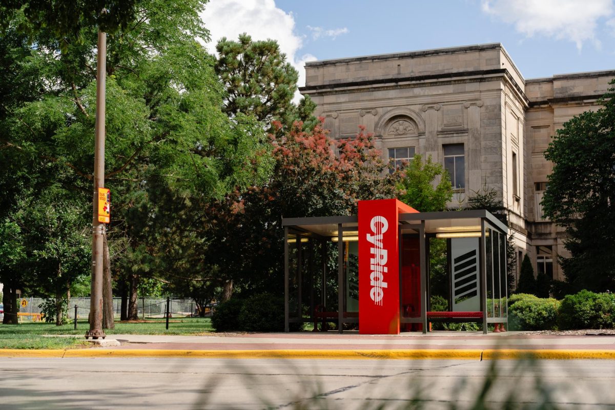 CyRide bus station located behind Parks Library, Iowa State University, July 7, 2024.