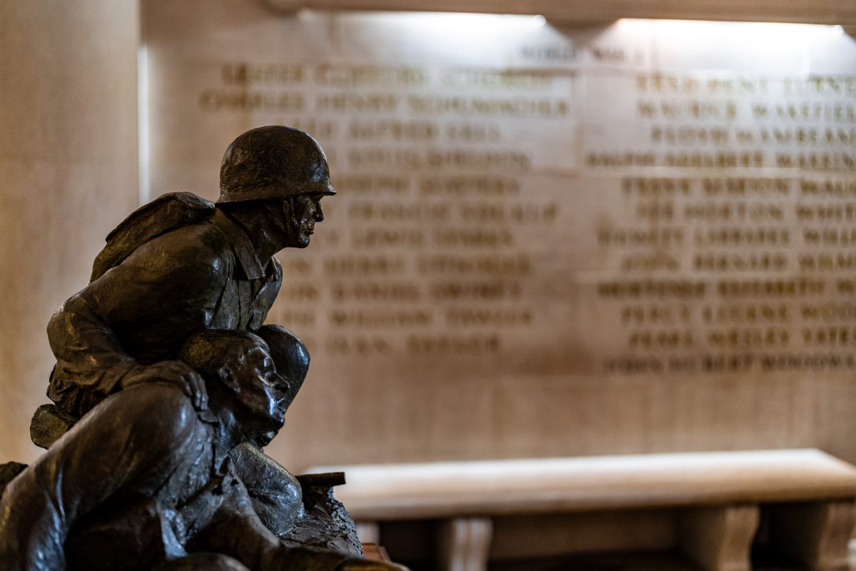 Men of Two Wars memorial structure located in the Gold Star Hall, Memorial Union, July 10, 2024.