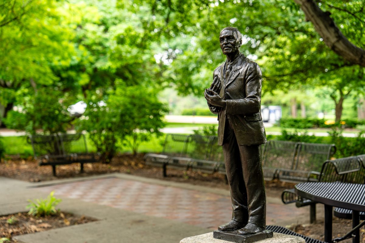 George Washington Carver statue located outside of Carver Hall on July 10, 2024.