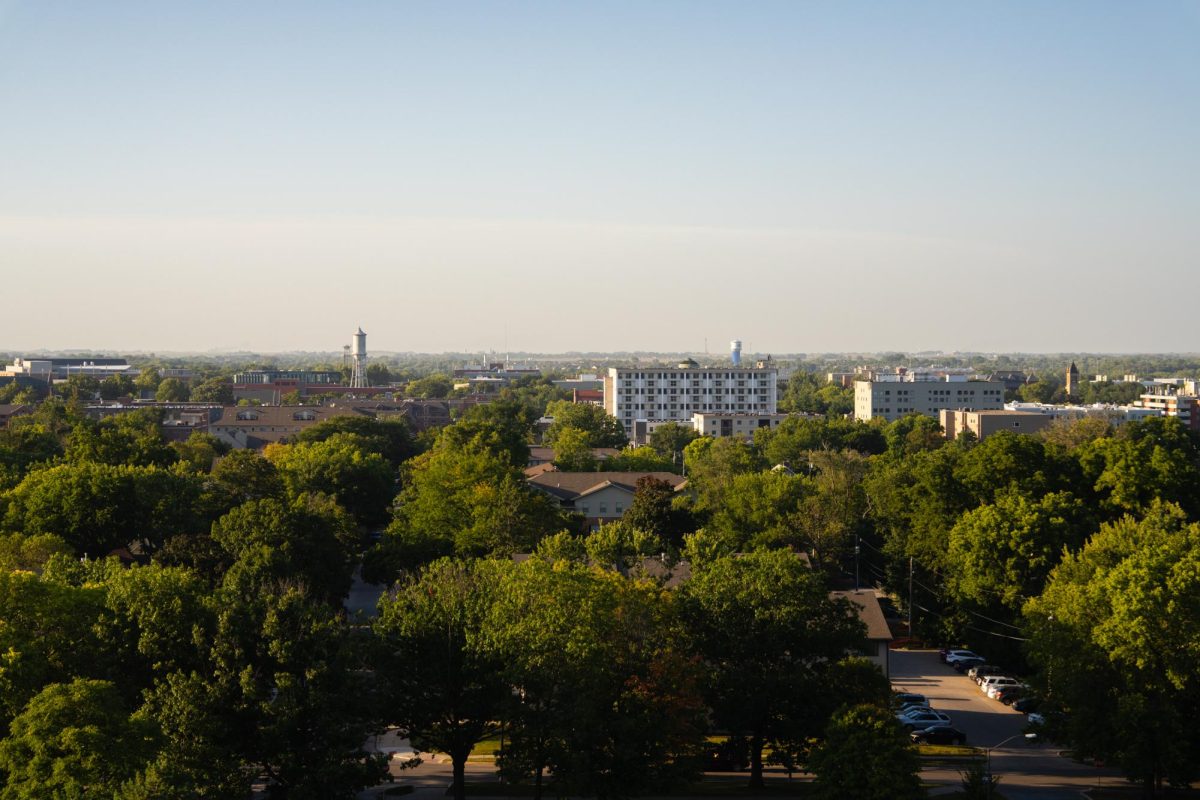 View of campus from the top floor of Wallace Hall, Aug. 26, 2024. 