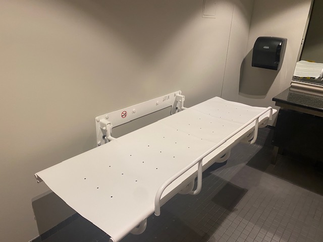 Universal Changing Table installed into Memorial Union second floor bathroom. Photo provided by Memorial Union Associate Director and Student Government Adviser Brad Hill. 