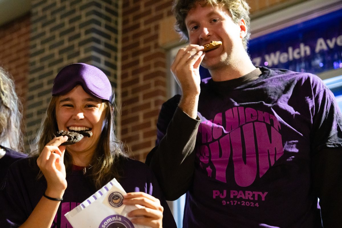 Insomnia Cookies on Welch Ave, Sep. 17, 2024. Featuring ISU students Samantha Leeper and Cooper Becthold.