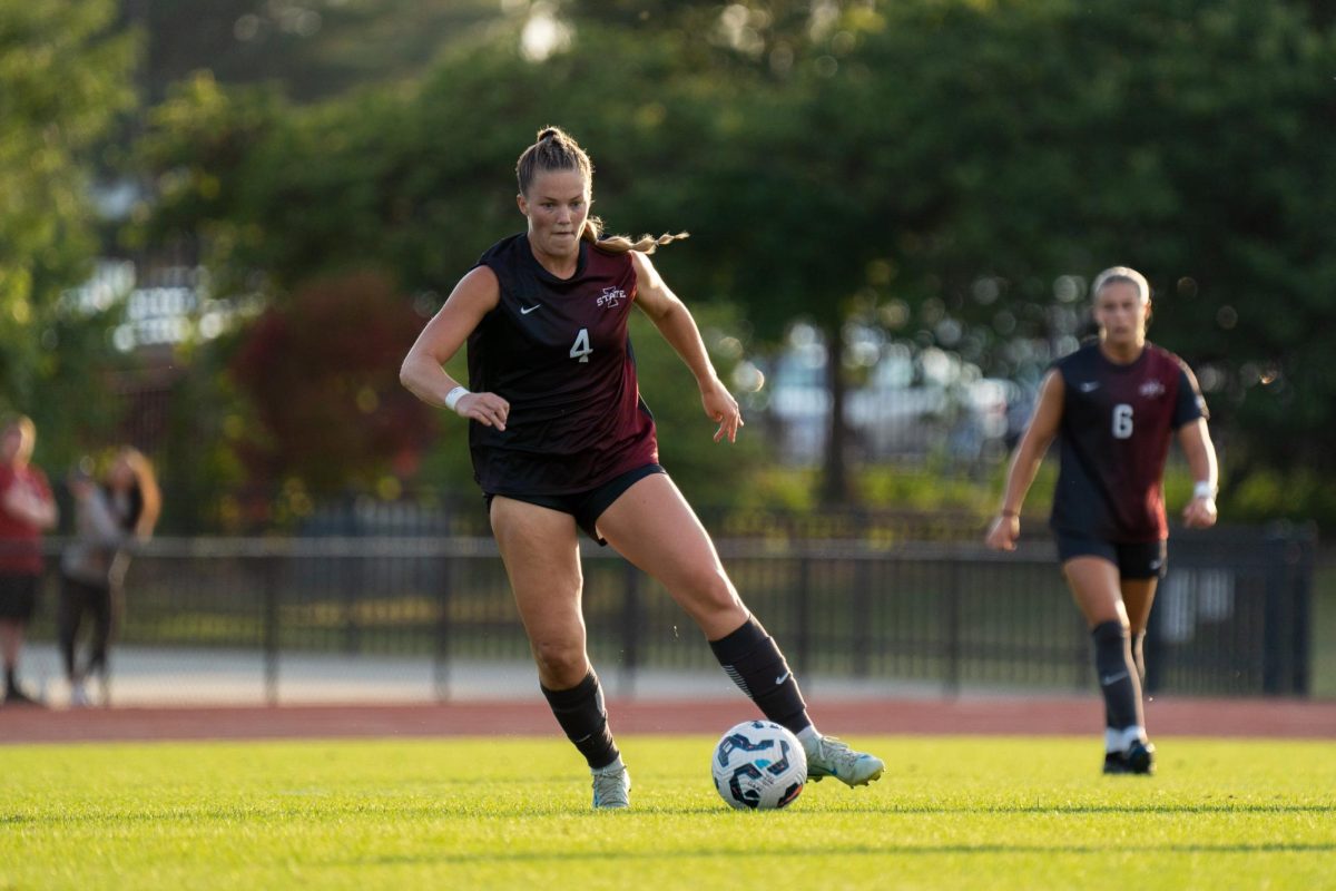 Ella Zimmerman settling the ball during the Iowa State vs. UCF match, Cyclone Sports Complex, Sept. 19, 2024.