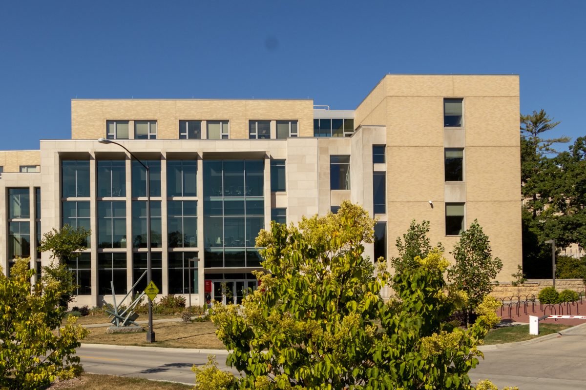 The exterior of the Gerdin Business Building, Sept. 15, 2024, Ames, Iowa