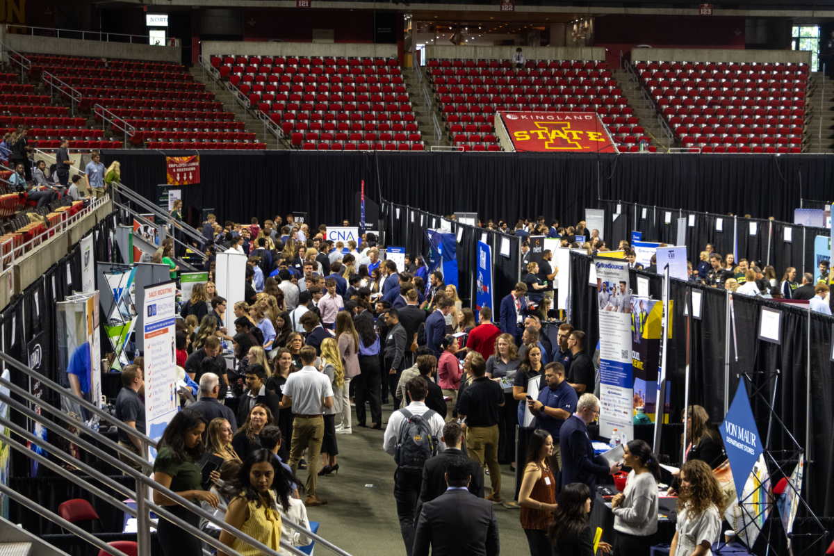 Booths line the floor of Hilton Coliseum for the Business, Industry, and Technology Career Fair, Sept. 25, 2024.