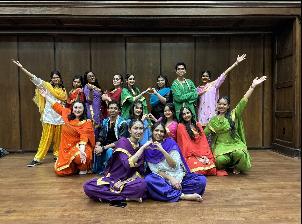 Members of the Bhangra Dance Club pose for a photo at their Global Gala performance.