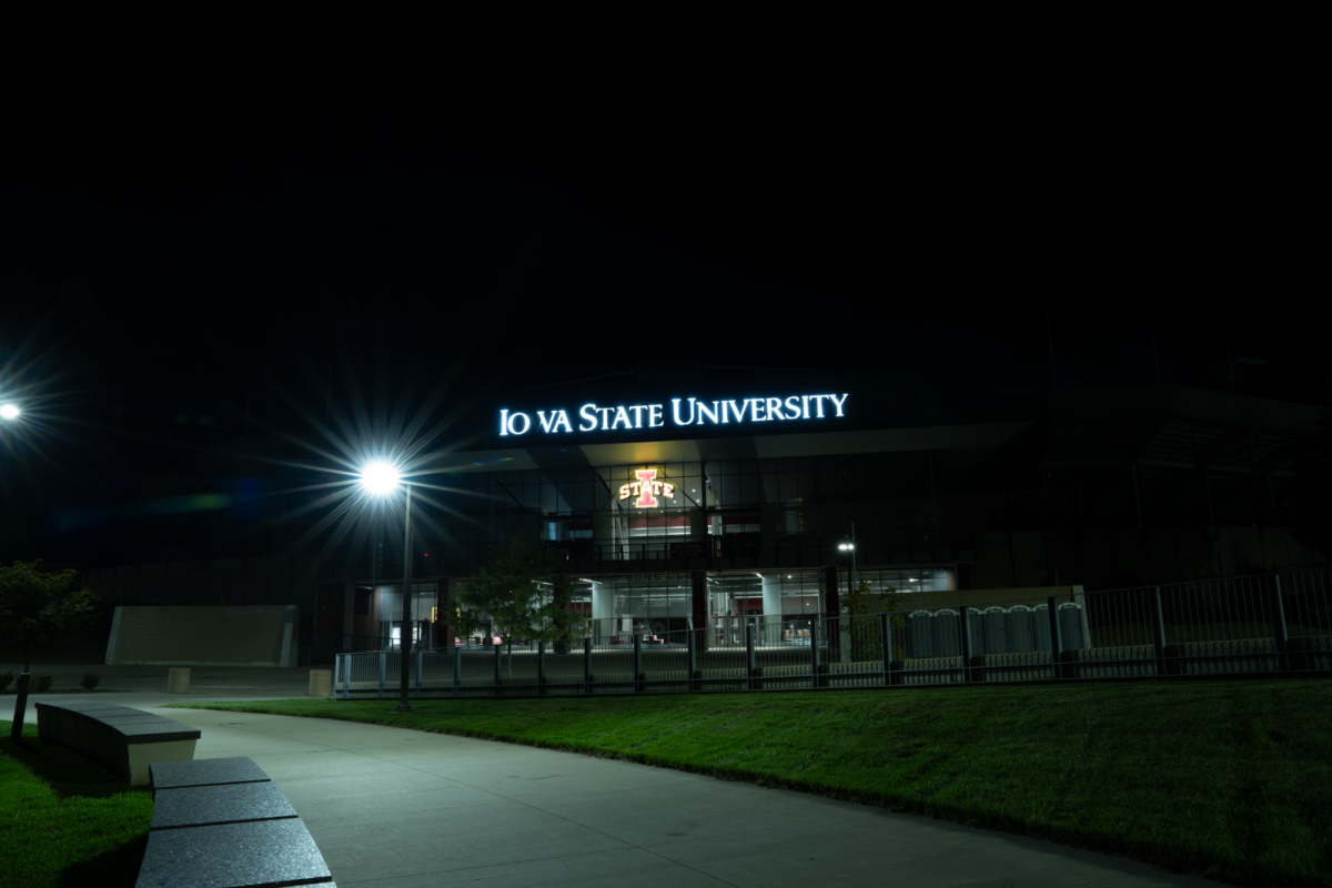 The south side of Jack Trice Stadium the night of September 3, 2024.