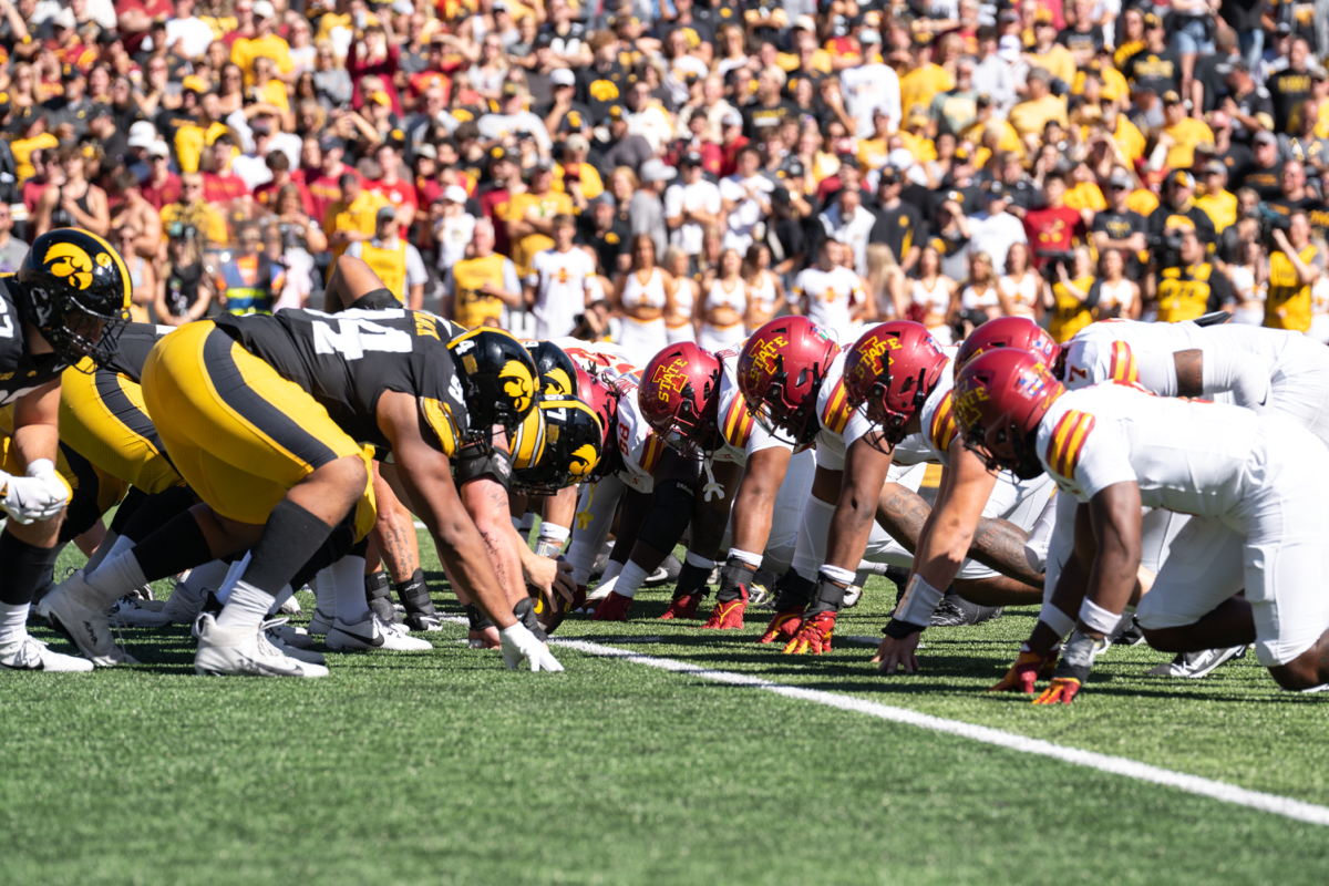 Iowa and Iowa State battle it out for the Cy-Hawk trophy at Kinnick Stadium in Iowa City, Iowa on Sept. 7 2024. 