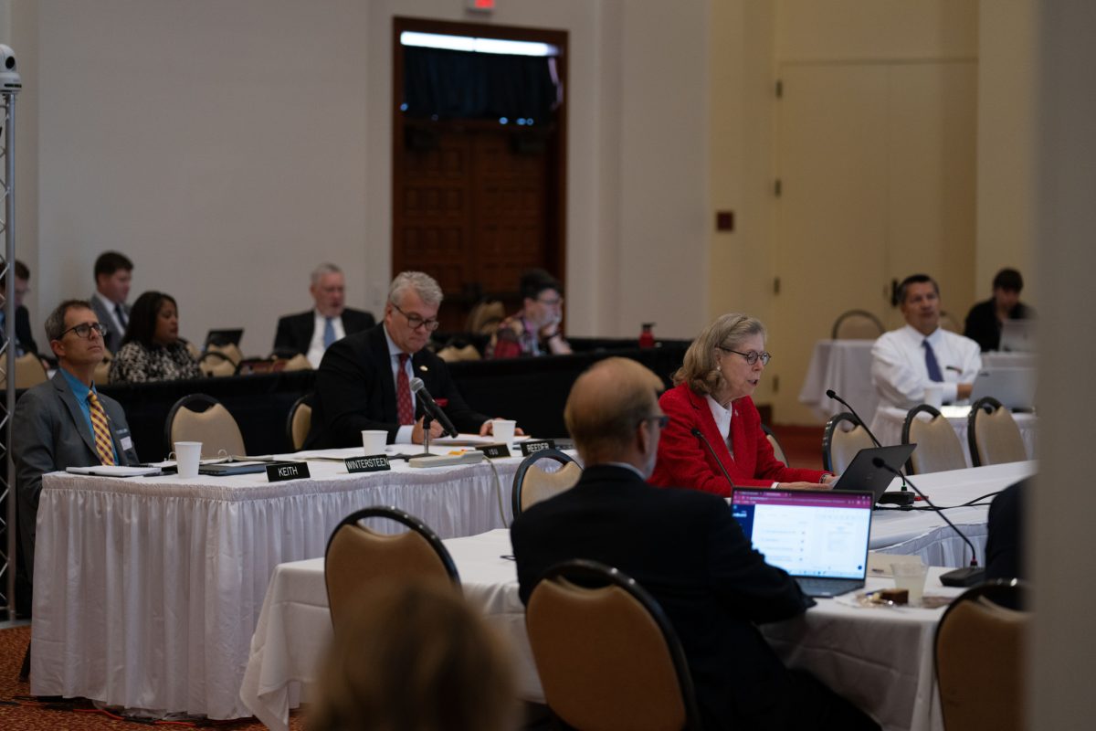 Iowa State President Wendy Wintersteen speaks during an Iowa Board of Regents meeting at the Alumni Center on Sept. 19, 2024. 