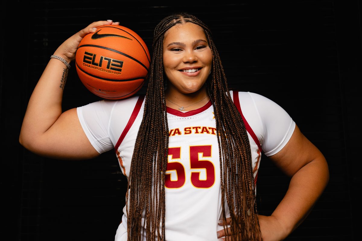 Sophomore Audi Crooks at Iowa State women's basketball media day, Hilton Coliseum, Oct. 8, 2024.