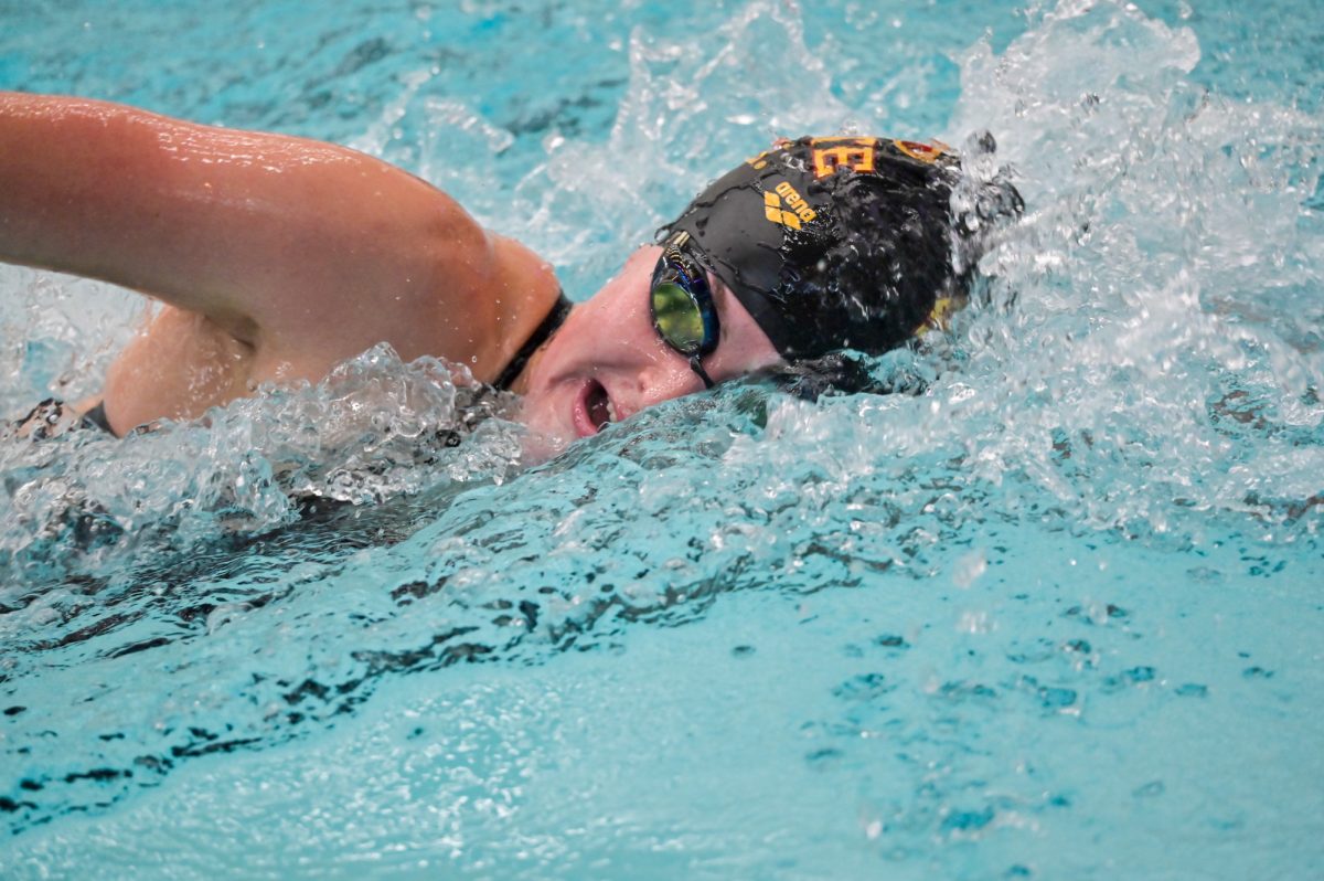 Iowa State women's swimmer Mallory Miller swims in lain five in the 200 free against South Dakota State at the Beyer Hall pool, Oct. 10, 2024.