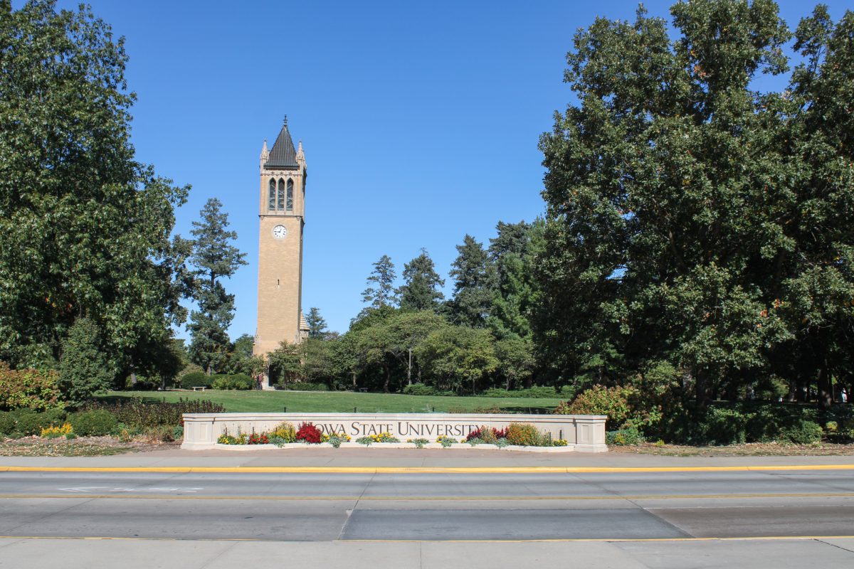 The Iowa State Campanile viewed from Union Dr. Oct. 7th, 2024.