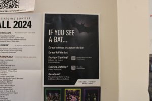 An "If You See a Bat" poster in Helser Hall in the first floor of Carpenter. Oct. 11, 2024.