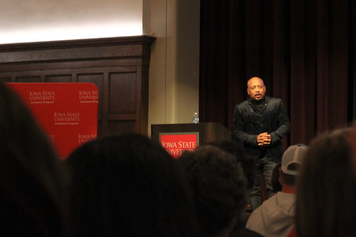 Daymond John talking about his life growing up in the Memorial Union on Oct. 22, 2024.