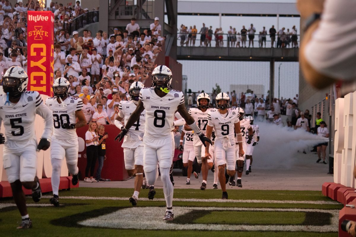 Iowa State's football team ran onto the field on Oct. 5, 2024. 