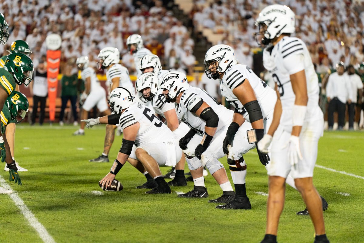 Iowa State's football offensive linemen on Oct. 5, 2024. 