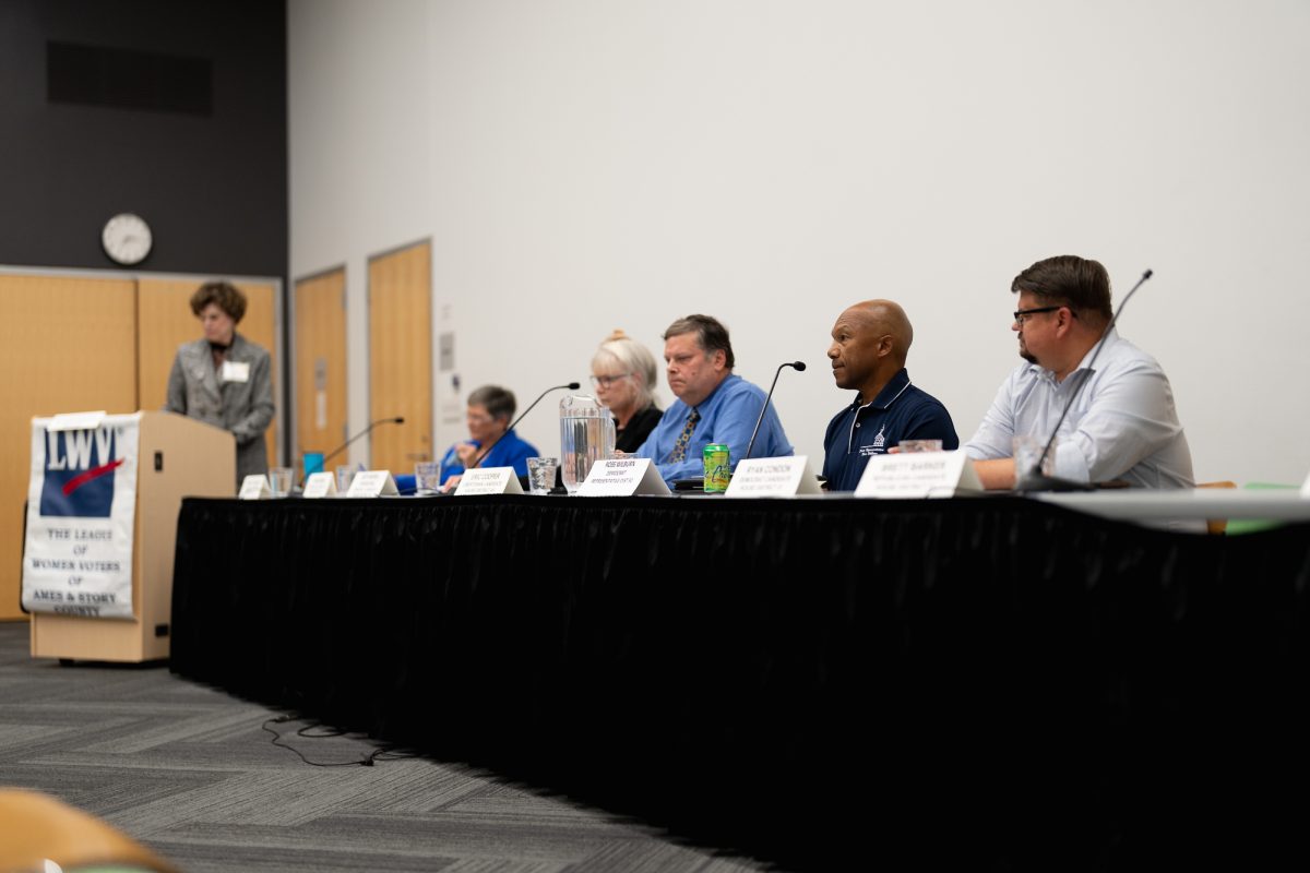 Candidates for Iowa House speak at the Story County Candidate Forum for in the Ames Public Library on Oct. 1, 2024.