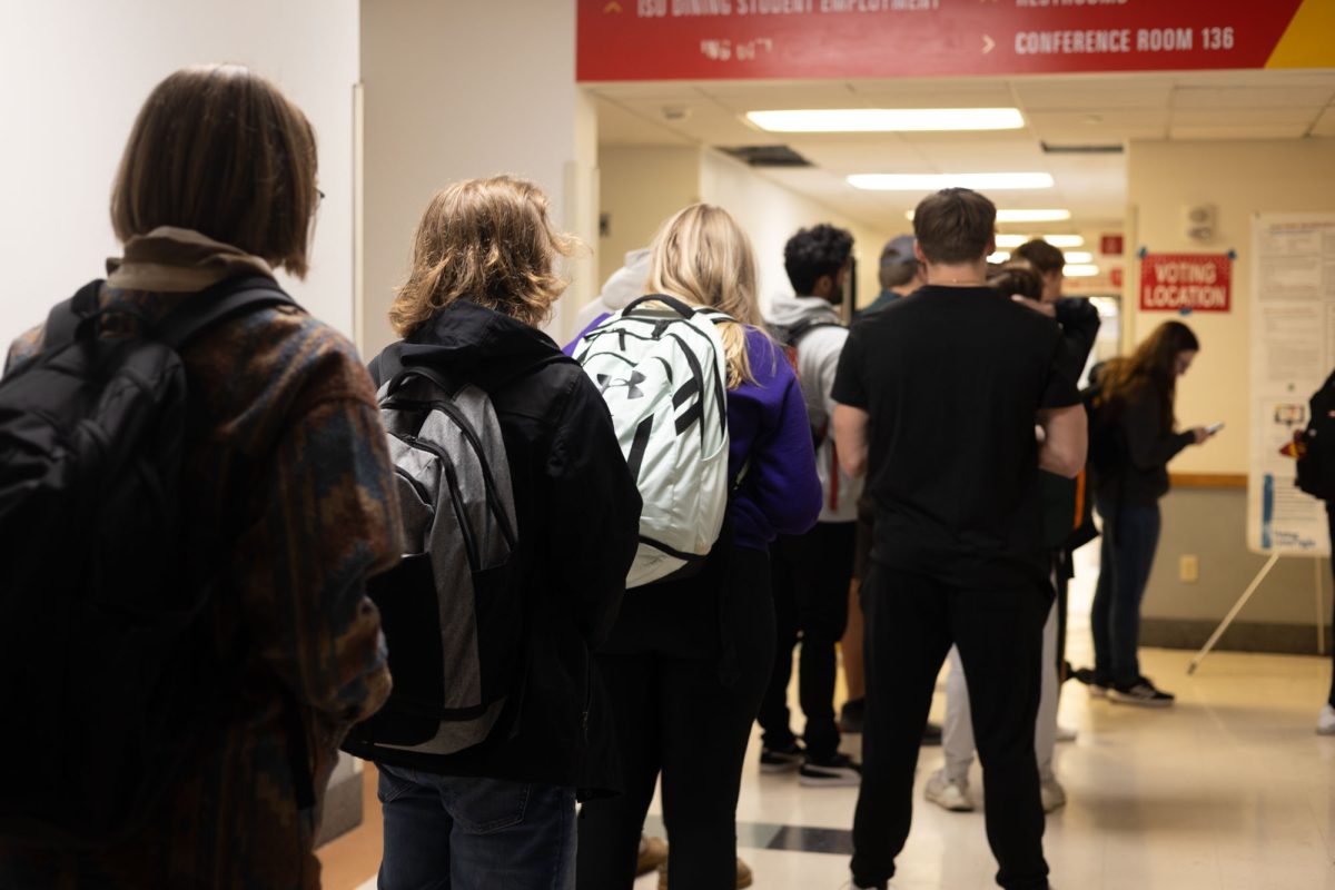 A line of student wait to vote at polling location Union Drive Community Center, Nov. 5, 2024.