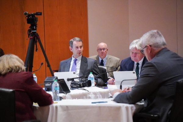 Regent David Barker at Wednesday's Board of Regents meeting. Photo courtesy of Maci Swanson/The Northern Iowan.