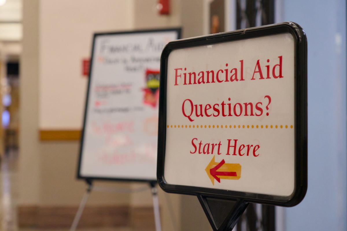 Signage in front of the Office of Student Financial Aid in Beardshear Hall, Nov. 13, 2024.